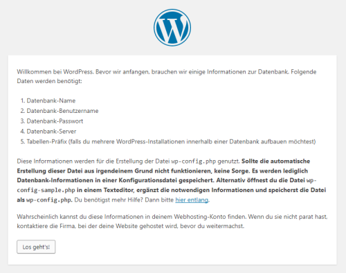 Wordpress Datenbankinfos