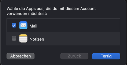 Verknüpfung Mail und Notizen bei Apple Mail