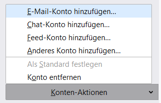 Thunderbird Konten-Auswahl
