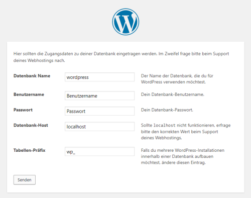 Wordpress Datenbankeingabe